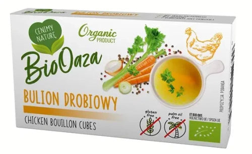 Bulion drobiowy kostki rosołowe bez dodatku cukru bezglutenowe 6 szt. 66 g - Biooaza (EKO)