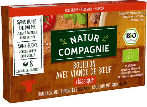 Bulion wołowy kostki rosołowe bez dodatku cukru 8 szt. 96 g - Natur Compagnie (EKO)