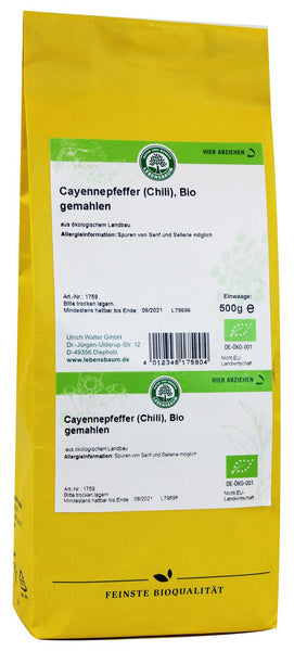 Chili pieprz cayenne 500 g - Lebensbaum (EKO)