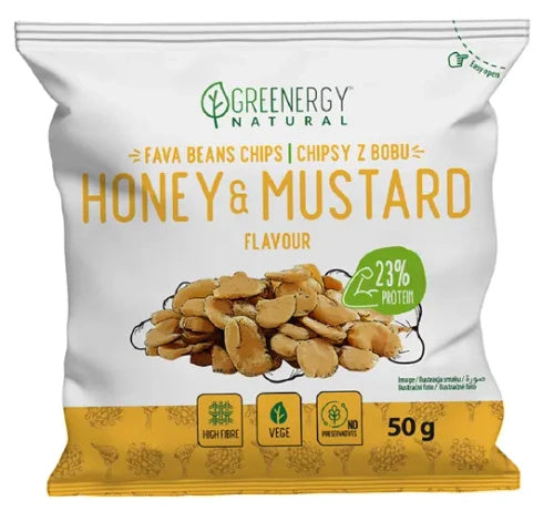 Chipsy proteinowe z bobu miód musztarda 50 g - Greenergy