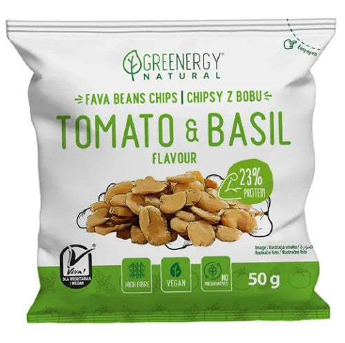Chipsy proteinowe z bobu pomidor bazylia 50 g - Greenergy