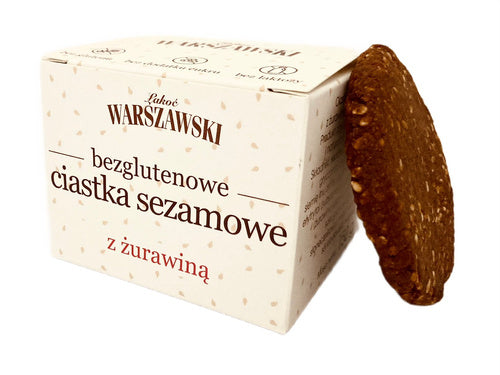 Ciastka sezamowe z żurawiną bezglutenowe 150 g - Łakoć Warszawski
