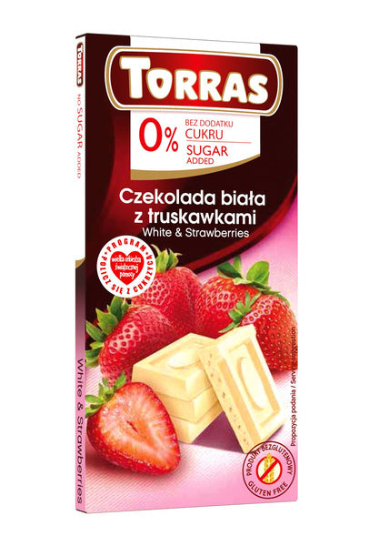 Czekolada biała z truskawkami bezglutenowa 75 g - Torras