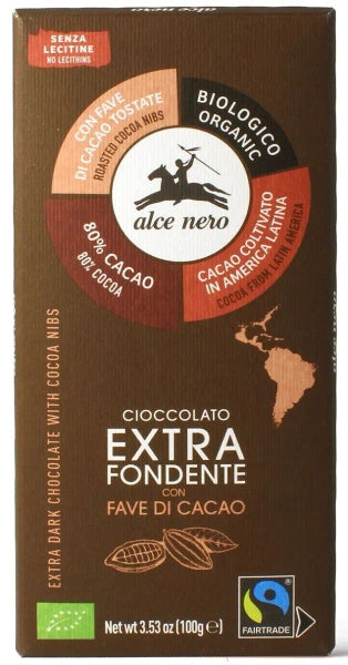 Czekolada gorzka z ziarnami kakaowca fair trade bezglutenowa 100 g - Alce Nero (EKO)