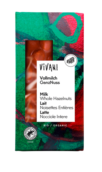 Czekolada mleczna z całymi orzechami 100 g - Vivani (EKO)