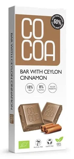 Czekolada z cynamonem cejlońskim 60 % mniej cukru 40 g - Cocoa (EKO)