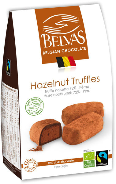Czekoladki belgijskie trufle z orzechami laskowymi fair trade bezglutenowe 100 g - Belvas (EKO)