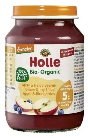 Deser jabłko czarna jagoda dla niemowląt od 5 msc.190 g - Holle (EKO)