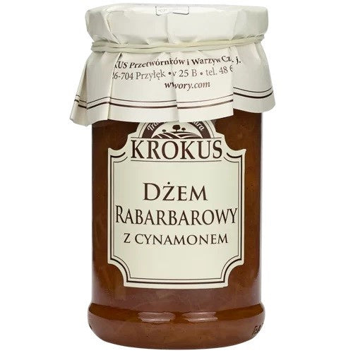Dżem rabarbarowy z cynamonem o obniżonej zawartości cukru bezglutenowy 235 g - Krokus