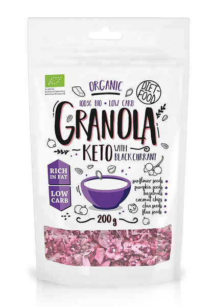 Granola czarna porzeczka KETO 200 g - DIET-FOOD (EKO)