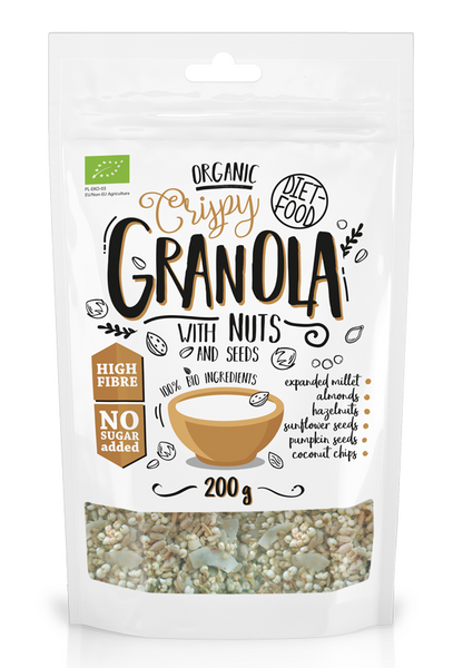 Granola z orzechami laskowymi i migdałami 200 g - DIET-FOOD (EKO)