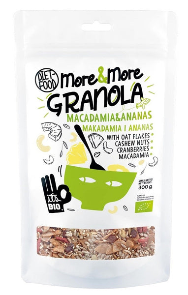 Granola z orzechami makadamia i ananasem 300 g - DIET-FOOD (EKO)