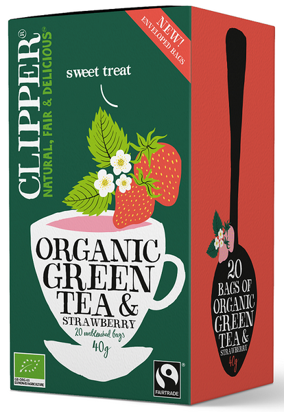 Herbata zielona z truskawką fair trade 20 szt. 40 g - Clipper (EKO)