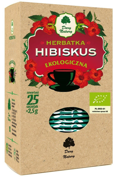 Herbatka hibiskus 25 szt. 62,5 g - Dary Natury (EKO)