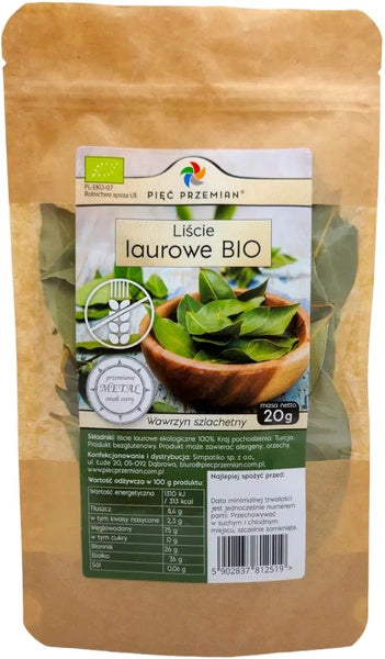Liść laurowy bezglutenowy 20 g - Pięć Przemian (EKO)