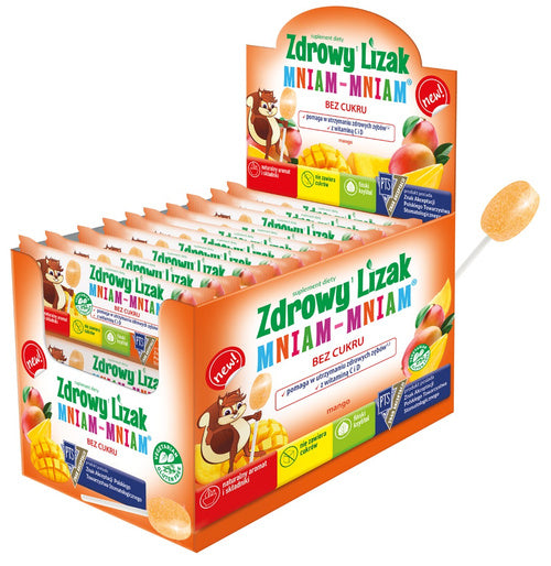 Lizak mango z wit. D i C zdrowy lizak bezglutenowy 6 g - Mniam Mniam