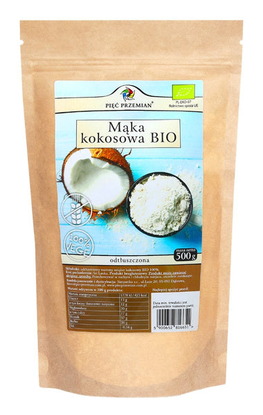 Mąka kokosowa bezglutenowa 500 g - Pięć Przemian (EKO)