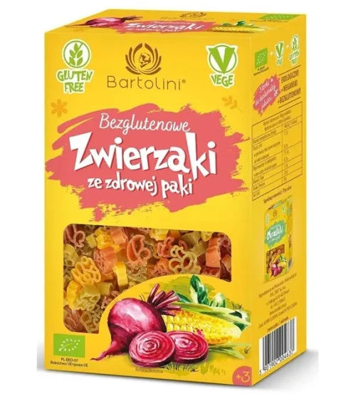 Makaron kukurydziany z warzywami dla dzieci zwierzaki bezglutenowy 250 g - Bartolini (EKO)