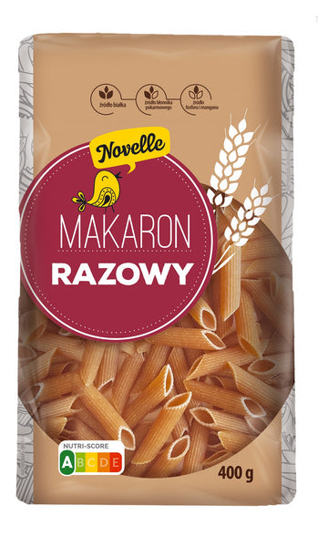 Makaron semolinowy razowy penne 400 g - Novelle