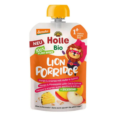Mus owsiankowy lew (jabłko - Ryż - Mango - Ananas - Quinoa) Od 1 Roku Demeter Bio 110 G - Holle (EKO)