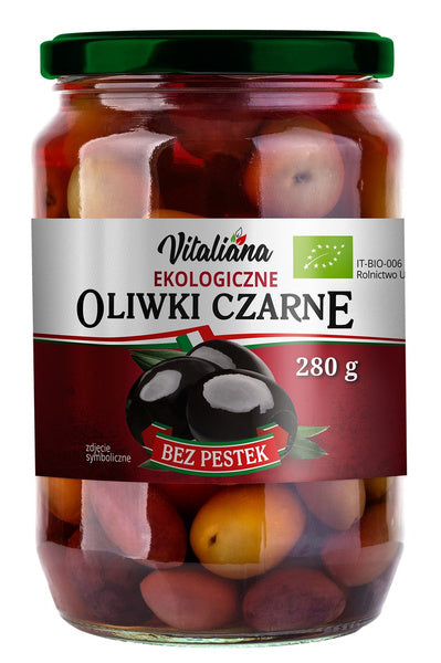 Oliwki czarne bez pestek w zalewie 280 g (150 g) - Vitaliana (EKO)