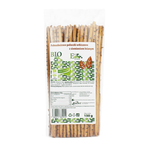 Paluszki orkiszowe pełnoziarniste z siemieniem lnianym 150 g - Envoy (EKO)
