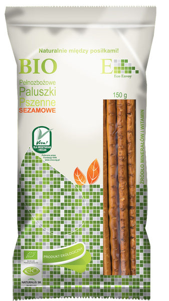 Paluszki pełnoziarniste z sezamem 150 g - Envoy (EKO)