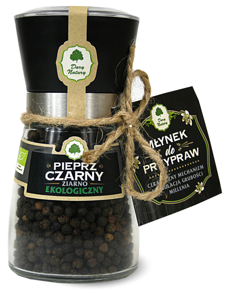 Pieprz czarny ziarnisty ziarno w młynku 90 g - Dary Natury (EKO)