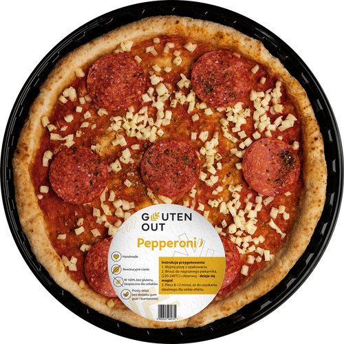 Pizza z serem mozzarella i kiełbasą pepperoni bezglutenowa 330 g - Gluten Out