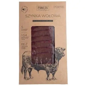 Szynka wołowa dojrzewająca plastry bezglutenowa 50 g - Pawęta