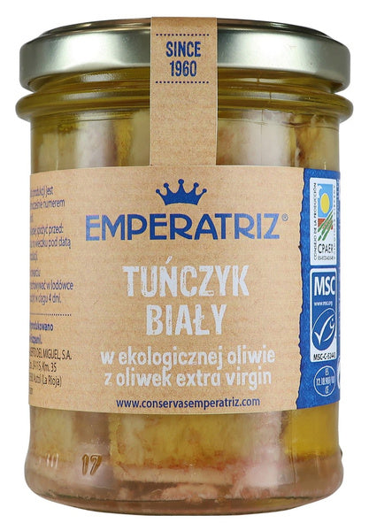 Tuńczyk biały MSC w BIO oliwie z oliwek extra virgin 200 g (130 g) - Emperariz