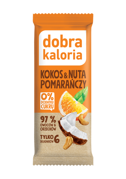 Baton daktylowy kokos nuta pomarańczy 35 g - Dobra Kaloria