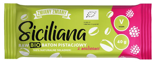 Baton pistacjowy z malinami siciliana raw bezglutenowy 40 g - Zmiany Zmiany (EKO)