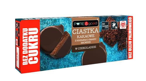 Ciastka kakaowe z kremem brownie w czekoladzie deserowej 128 g - PURE&Good