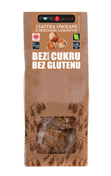 Ciastka owsiane z orzechami laskowymi bezglutenowe 150 g - PURE&Good