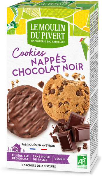 Ciastka z dropsami czekoladowymi oblane gorzką czekoladą 175 g - Le Moulin Du Pivert (EKO)