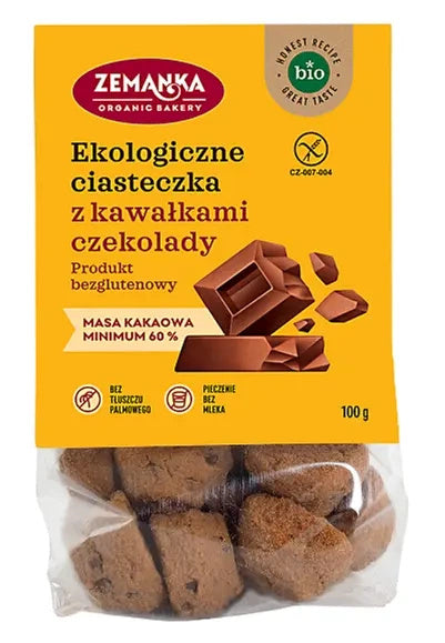 Ciastka z kawałkami czekolady bezglutenowe 100 g - Zemanka (EKO)