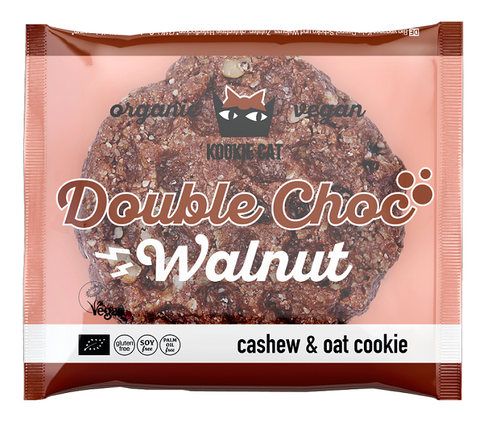 Ciastko wegańskie z czekoladą i orzechami włoskimi bezglutenowe 50 g - Kookie Cat (EKO)