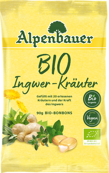 Cukierki z nadzieniem imbirowo ziołowe 90 g - Alpenbauer (EKO)