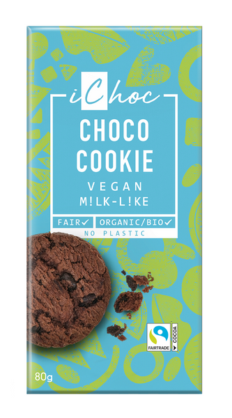 Czekolada kakaowa z kawałkami ciastek kakaowych fair trade 80 g - Ichoc (EKO)