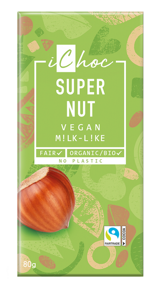 Czekolada kakaowa z orzechami laskowymi fair trade 80 g - Ichoc  (EKO)