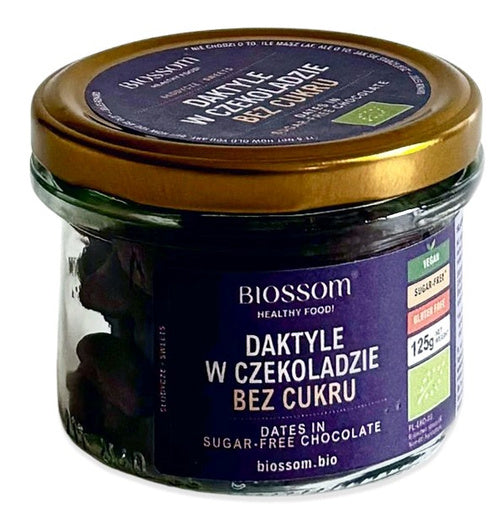 Daktyle w czekoladzie bezglutenowe 125 g - Biossom (EKO)