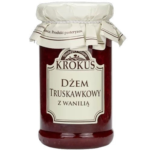 Dżem truskawkowy z wanilią o obniżonej zawartości cukru bezglutenowy 235 g - Krokus