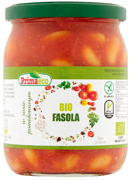 Fasola w sosie pomidorowym bezglutenowa 440 g - Primavika (EKO)