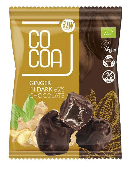 Imbir kandyzowany w ciemnej czekoladzie 65 % 70 g - Cocoa (EKO)
