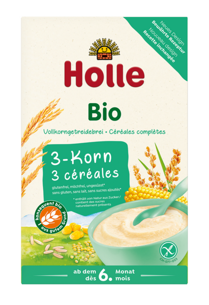 Kaszka pełnoziarnista 3 zboża bezglutenowa od 6 msc. 250 g - Holle (EKO)