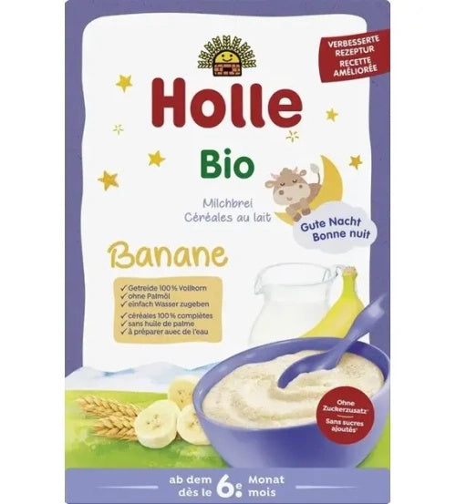 Kaszka pełnoziarnista mleczno bananowa bez dodatku cukru od 6 msc. 250 g - Holle (EKO)
