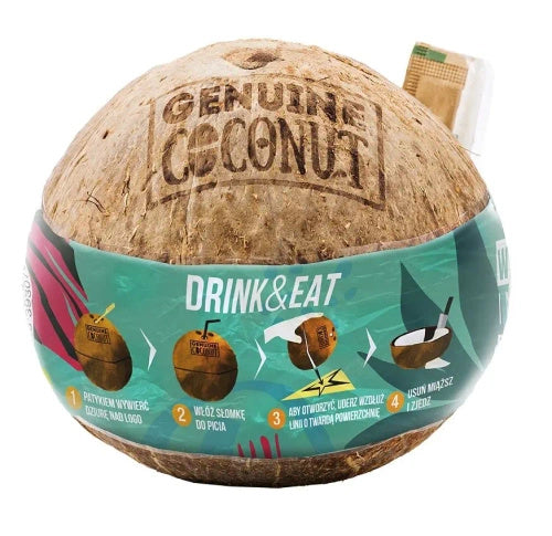 Kokos ze słomką ekologiczny (0,75 kg) - Genuine Coconut (EKO)