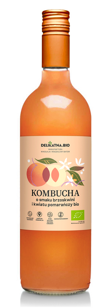 Kombucha brzoskwiniowa z kwiatem pomarańczy 750 ml - Delikatna (EKO)