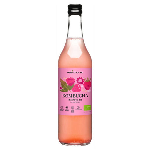 Kombucha malinowa 500 ml - Delikatna (EKO)
